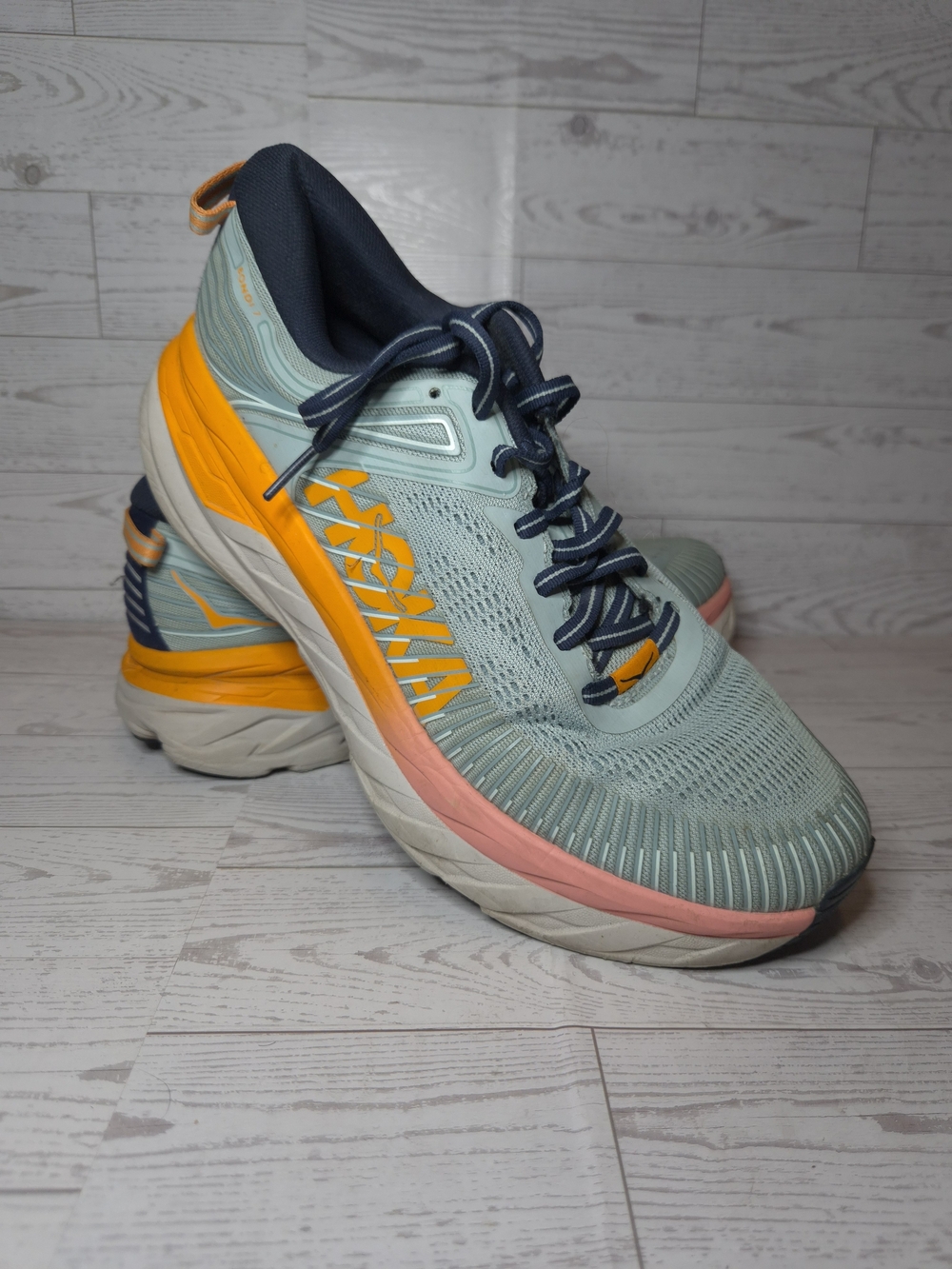 Size 9.5 - Hoka One One Women  Bondi 7 Light Blue Running Shoes Sneakers